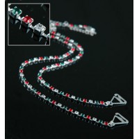 Bra Straps - Single Line Crystal Chain Strap - Red & Green - BS-HH19XMS