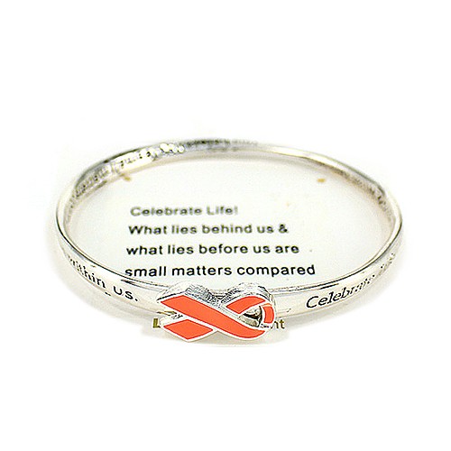 Twist Bangle with Pink Ribbon - Pink - BR-B9578LATS