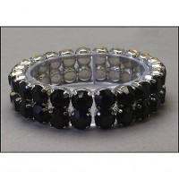 2-Line Crystal Stretchable Bracelet - Black - BR-39SS-S2BK