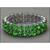 2-Line Crystal Stretchable Bracelet - Green - BR-39SS-S2GN