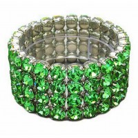 4-Line Crystal Stretchable Bracelet - Green - BR-39SS-S4GN