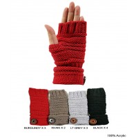 Gloves - Knitted Fingerless Rollup Cuff  W/ Button - GL-G2115