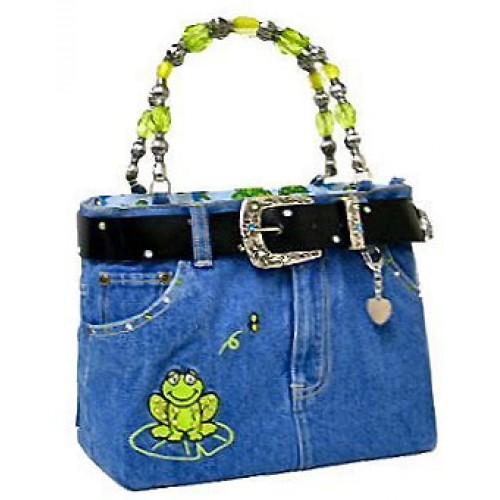 Denim Jean Purse W/ Belt & Key Chain/Frog - BG-BJ114M ( BG-ABJ14M )