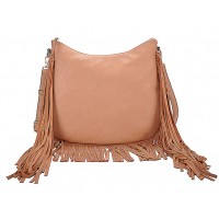 Hobo Bag w/ Genuine Leather Fringes - Brass