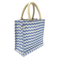 Jute Tote: 10" Chevron Print w/ Cotton Webbed Tube Handles - BG-JTG202