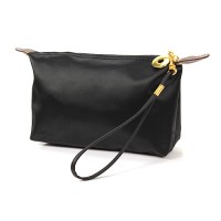 Nylon Cosmetic Purse with Wristlet - Black - 	CM-NL1015BK