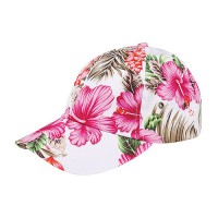 Baseball Cap- Tropical Flower Print – Cotton - Pink - HT-7655G-PK