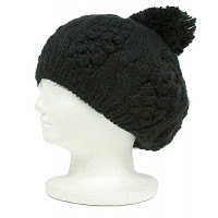 Cap - Knitted Beanie w/ Pom Pom - Black - HT-H1282BK