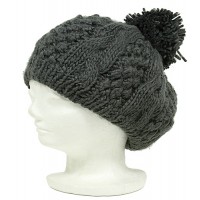 Cap - Knitted Beanie w/ Pom Pom - Dark Gray - HT-H1282DGY