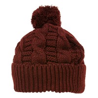 Cap - Knitted Beanie w/ Pom Pom - Burgundy - HT-H1285BG