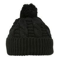 Cap - Knitted Beanie w/ Pom Pom - Black - HT-H1285BK