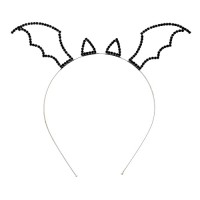 Headband: Black Beaded Angel Wings & Cat Ears Rhinestones Headband