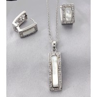 Gift set: Swarovski Cubic Zirconia w/ Opal Necklace & Earring Set - NE-JP10993W
