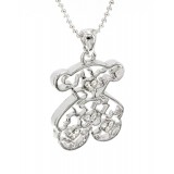 T-Bear w/ Hearts Charm Crystals Necklacle  - Rhodium Plating - Clear - NE-N4487CL