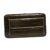 Flat Wallet - Leather Like w/ Croc Embossed - Brown - WL-AL121LPBN