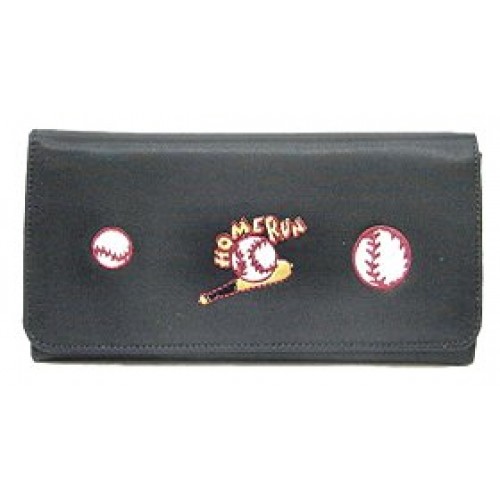Wallet - Embroidered Baseball Theme - Black - WL-EBB030WBBK