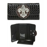 Wallet - Fleur de Lis Charm Wallet - Black - WL-W123BK