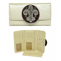 Wallet - Fleur de Lis Charm Wallet - Beige - WL-W129BEI