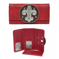 Wallet - Fleur de Lis Charm Wallet - Red - WL-WFDL140RD