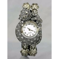 Bracelet Watch - Rhinestone Kitty - Smoke Black - WT-KH01407BK