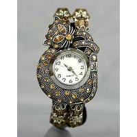 Bracelet Watch - Rhinestone Kitty - Brown - WT-KH01407BN