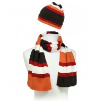 Hat & Scarf Set - Knitted Stripes Set - HTSF-TO102-2