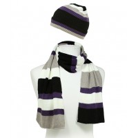 Hat & Scarf Set - Knitted Stripes Set - HTSF-TO102-4
