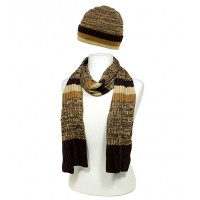 Hat & Scarf Set - Cashmere Feel Knitted Muffler Set -  Brown Color - SFHT-MFL1221.02